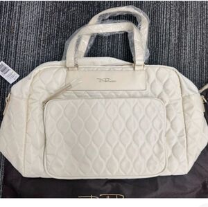 Chic Cream Quilted Weekender Travel Bag New
